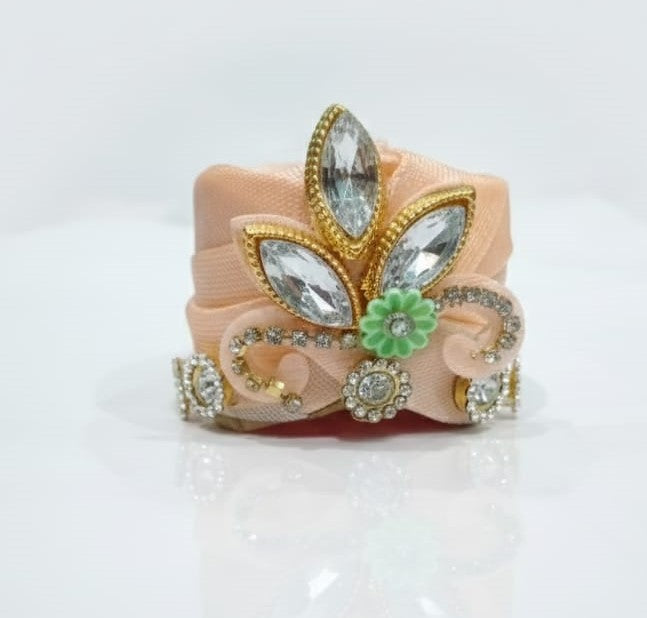 laddu gopal size 6 number pagdi light orange
