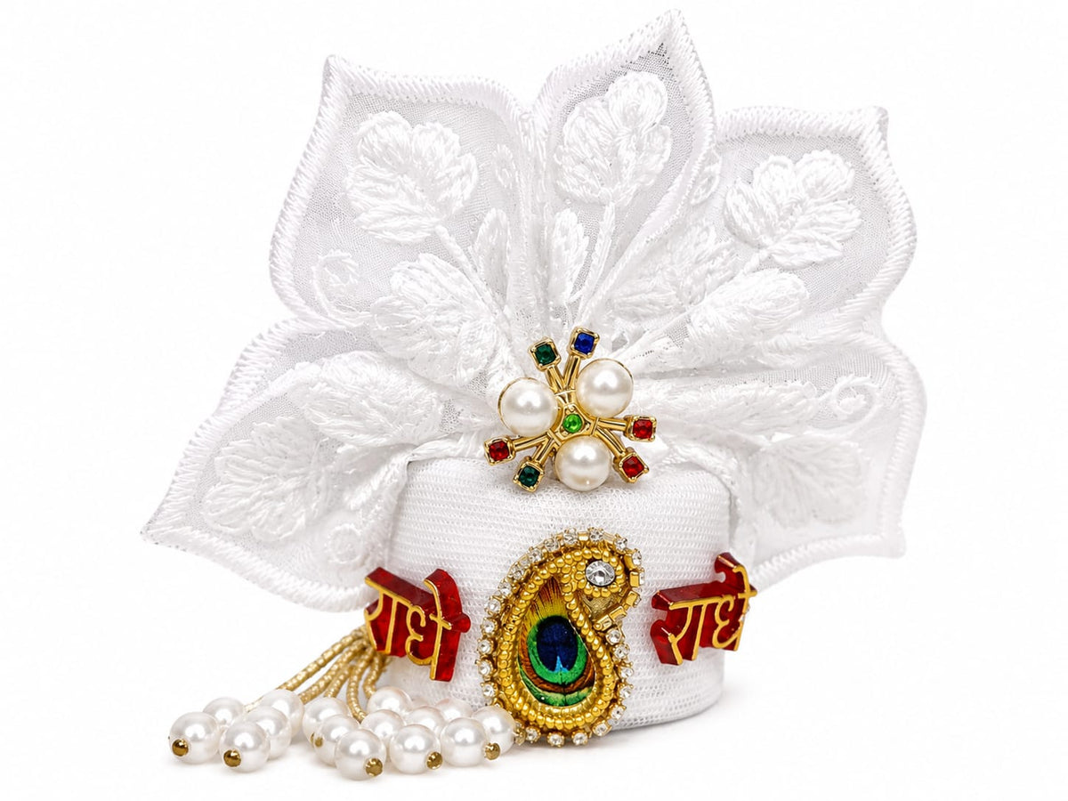 Laddu Gopal White Pagdi Size 4 Number
