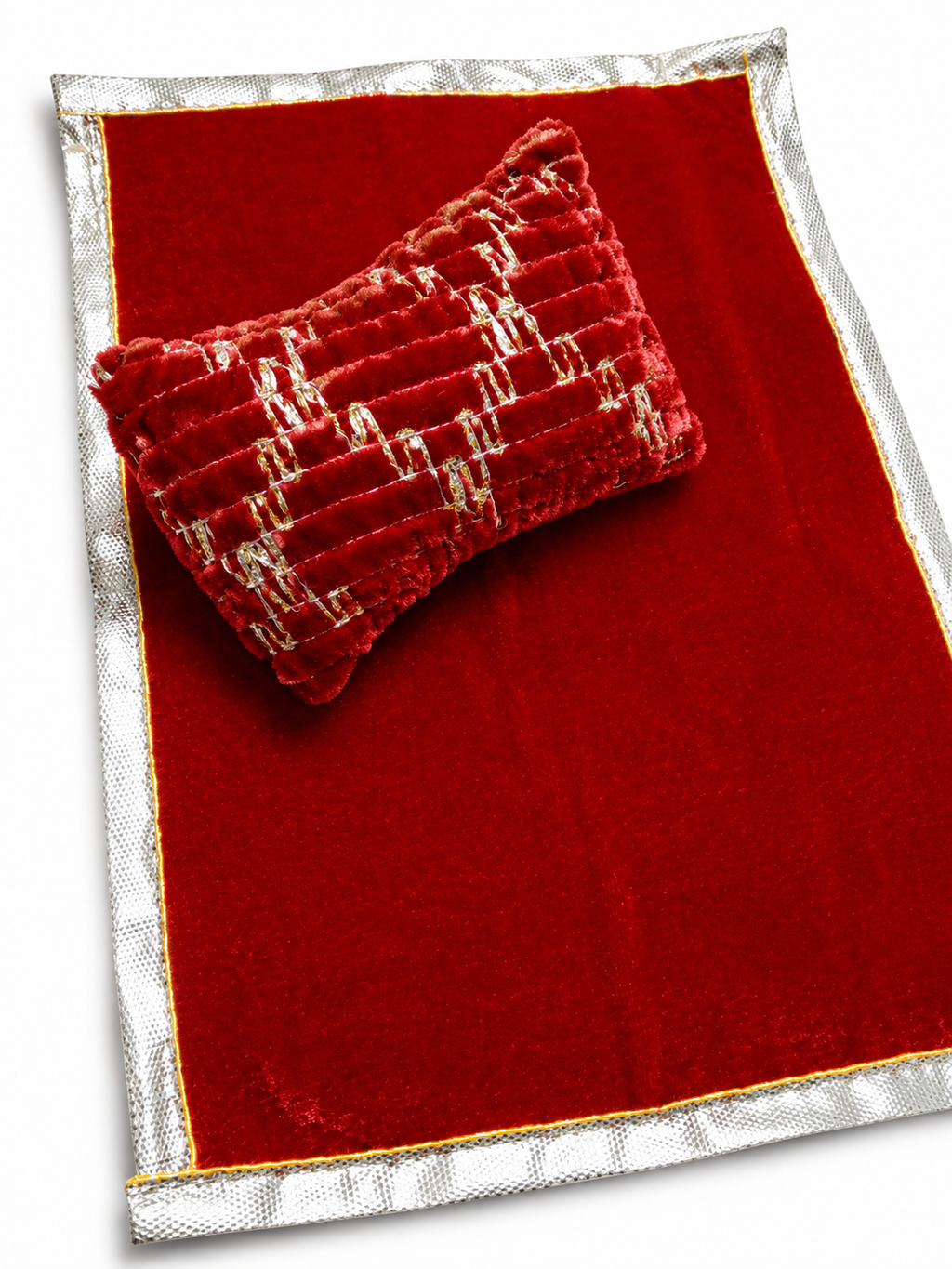 premium velvet laddu gopal bistar set for size 0 idol soft mattress with designer pillow kanha ji sleeping bed set maroon velvet bedding 1