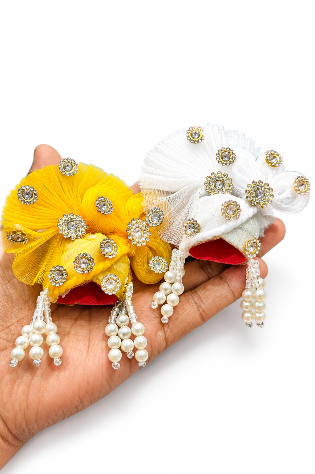 Laddu Gopal Pagdi Size 2 Number Color Yellow & White