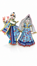 vrindavan e store radha krishna cotton poshak for 8 inch idol floral print fancy dress set for laddu gopal radha krishna murti soft cotton vastra 1