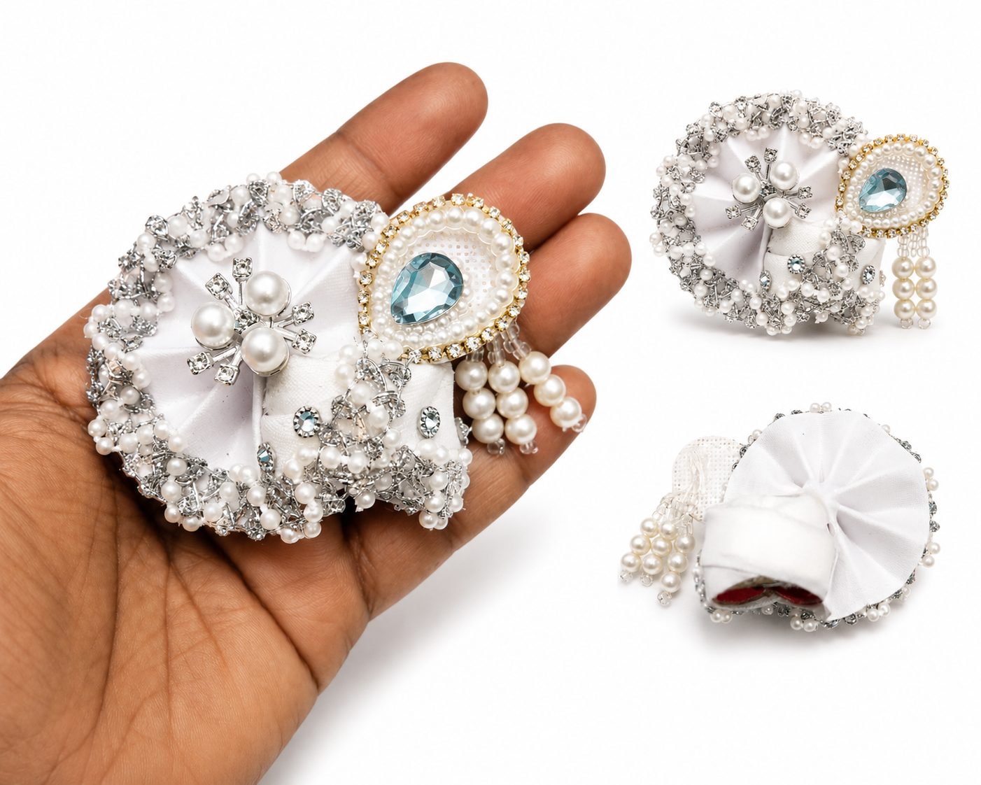 luxury pearl stone laddu gopal pagdi for size 2 kanha ji designer mukut safa for bal gopal premium handmade krishna crown