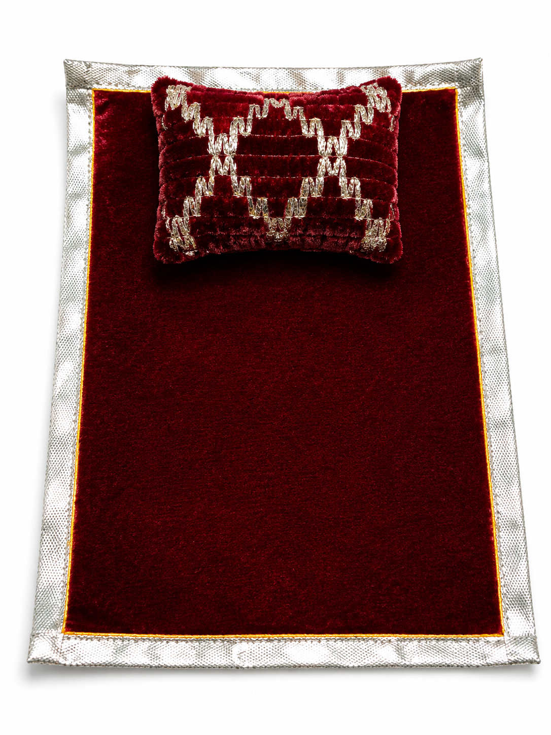premium velvet laddu gopal bistar set for size 0 idol soft mattress with designer pillow kanha ji sleeping bed set maroon velvet bedding