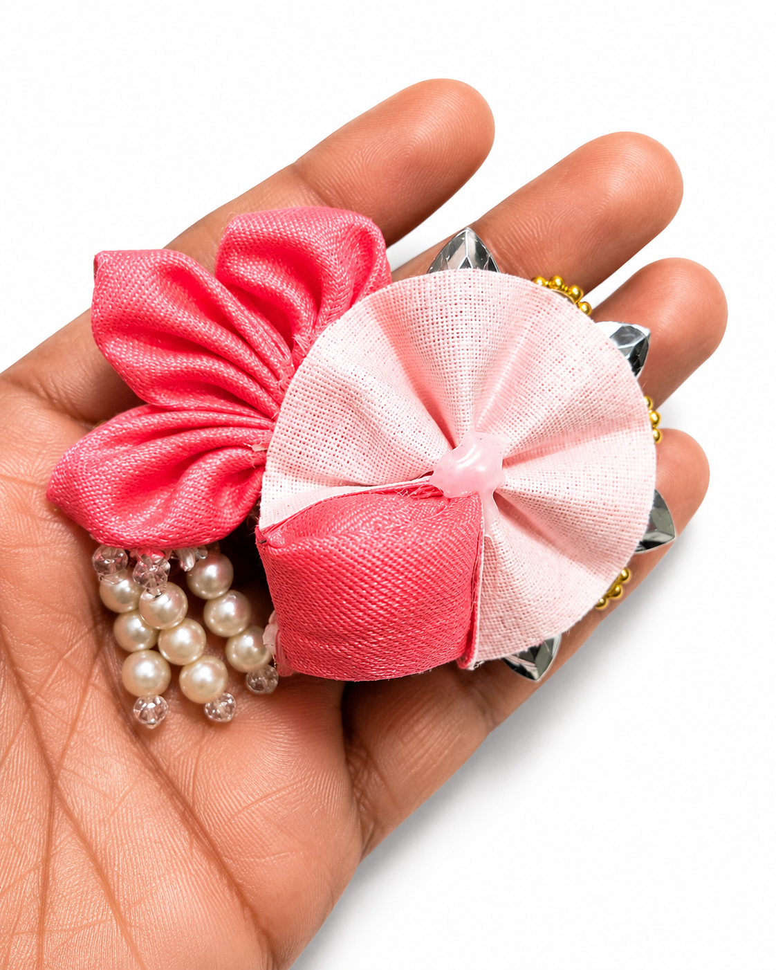 Premium Pearl & Stone Work Laddu Gopal Pagdi Red for Size 0 | Handmade Designer Mukut Safa for 1 to 1.5 Inch Bal Gopal Idol