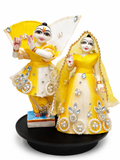 9 inch and 10 inch Radha Krishna Premium Fancy Janmashtami Dress Poshak with Stone Work Color Yellow