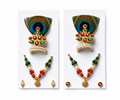 peacock feather shringar set for laddu gopal radha krishna idol size 0 3 mukut mala jewelry set pack of 2