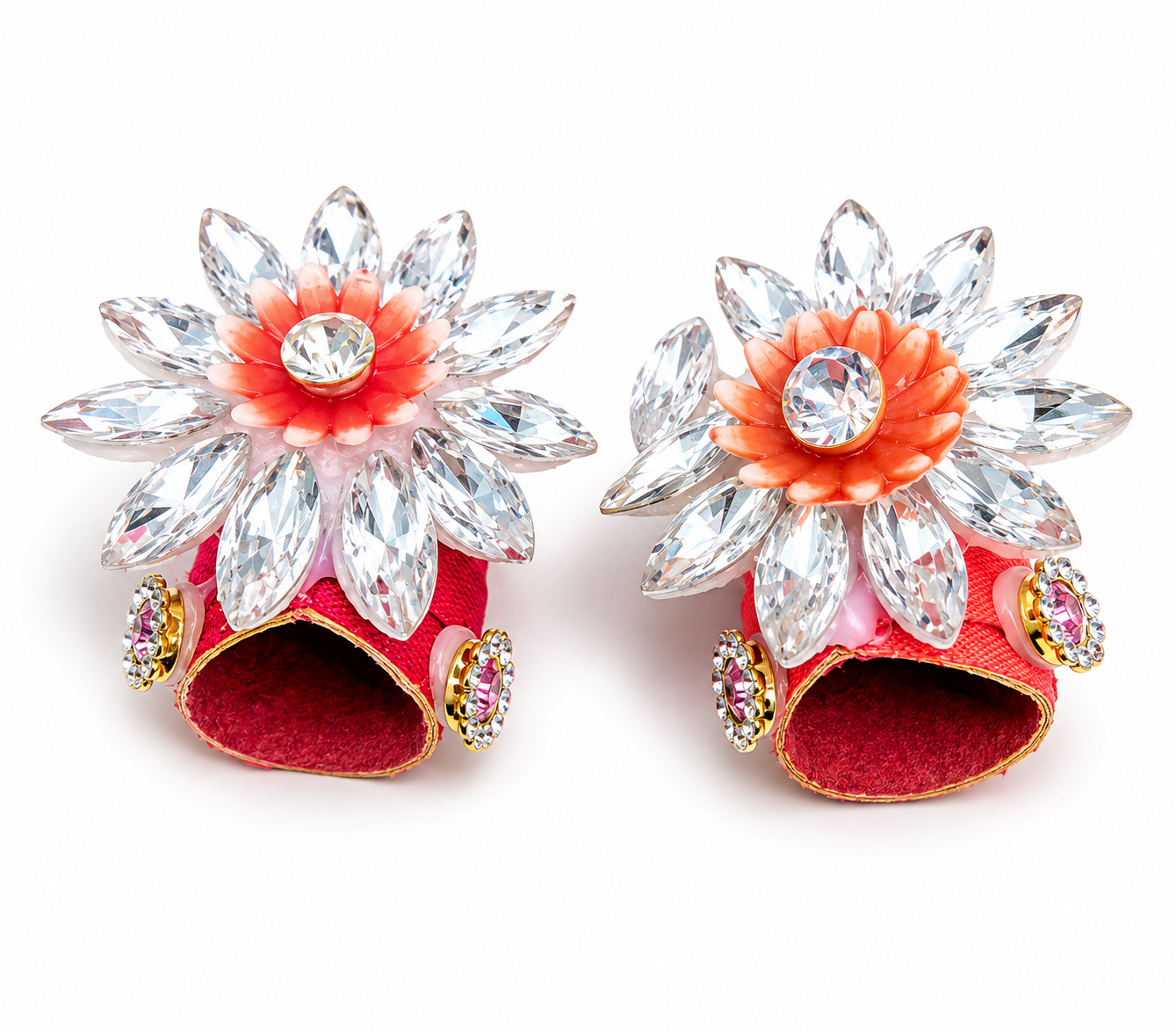 Pack of 2 Designer Pagdi for Size 0 Laddu Gopal Ji | Fancy Stone Work Mukut/Pagdi Set for Bal Gopal Kanha Ji | Premium Decorative Head Dress for Thakur Ji (Multicolor)