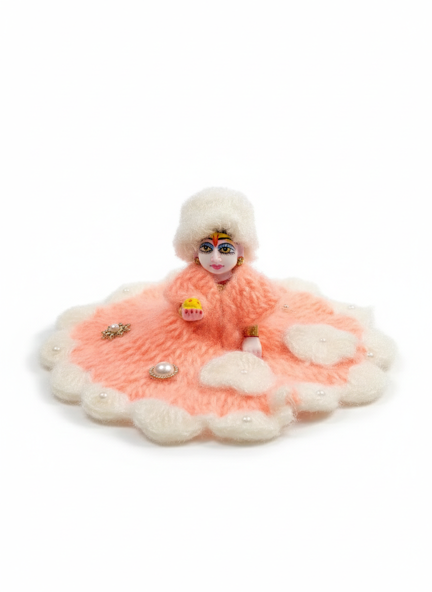 laddu gopal winter woolen dress size 4 number pink white