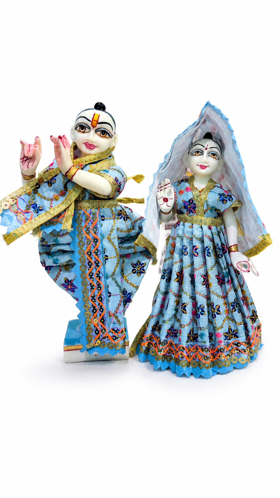 premium handmade radha krishna poshak for 9 inch murti embroidered festival dress set 2