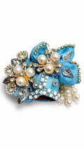 Wholesale Price Premium Sky Blue Pearl & Stone Work Laddu Gopal Pagdi for Size 0 | Handmade Designer Mukut Safa for 1 to 1.5 Inch Bal Gopal Idol