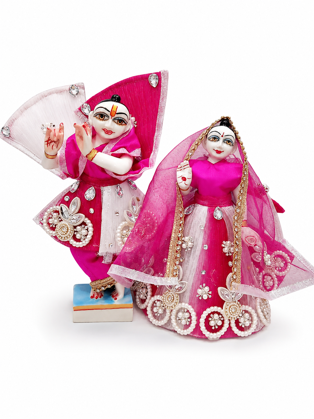 9 inch and 10 inch Radha Krishna Premium Fancy Janmashtami Dress Poshak with Stone Work Color Pink