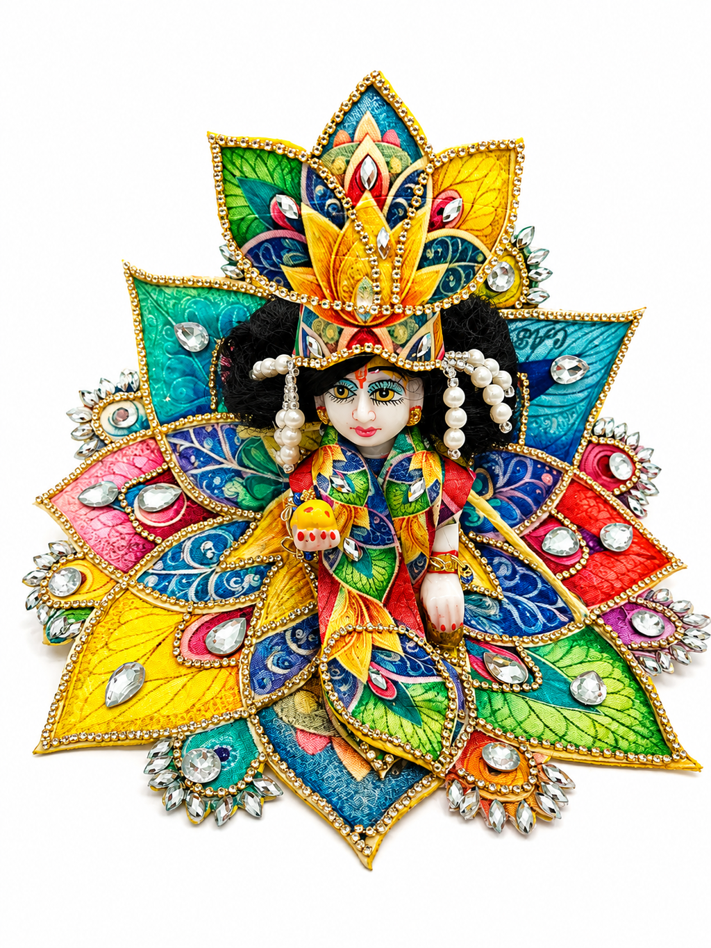 4 Number Laddu Gopal, Kanha Ji Premium Fancy Floral Design Dress with Stone Work for Janmastami occasion
