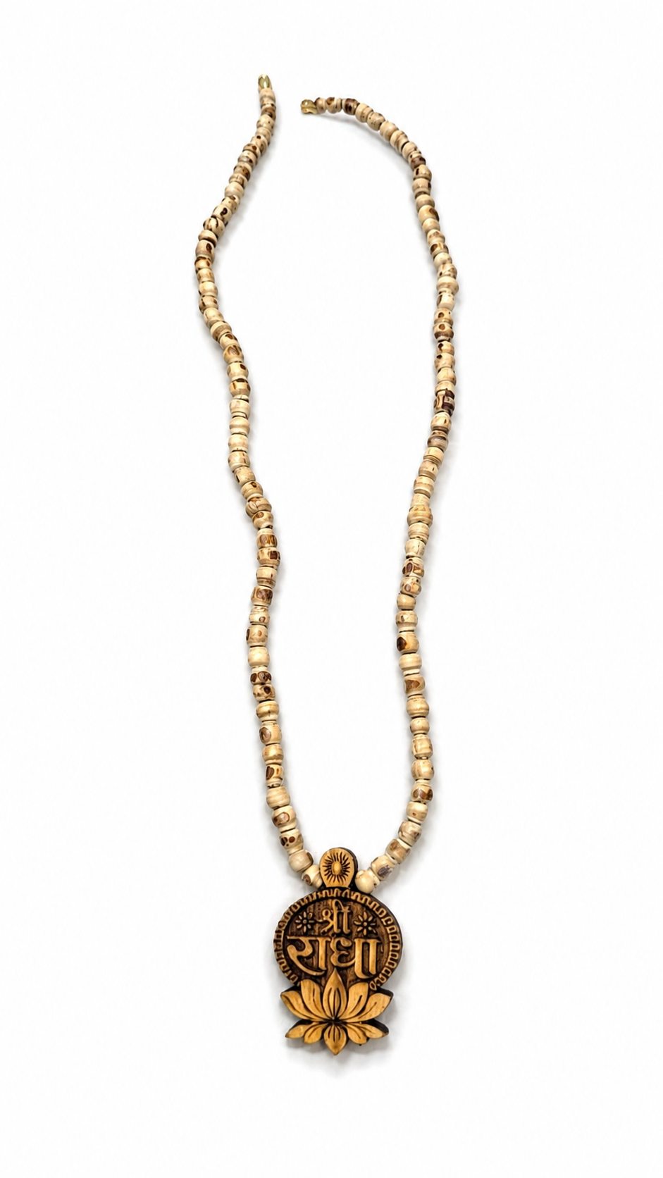 vrindavan e store handcrafted shri radha lotus pendant tulsi mala single round sacred kanthi for devotees