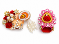 Pack of 2 Premium Fancy Pagdi for Size 0 Laddu Gopal Ji | Designer Mukut/Pagdi Set with Pearl & Stone Work | Handmade Kanha Ji Shringar Accessories