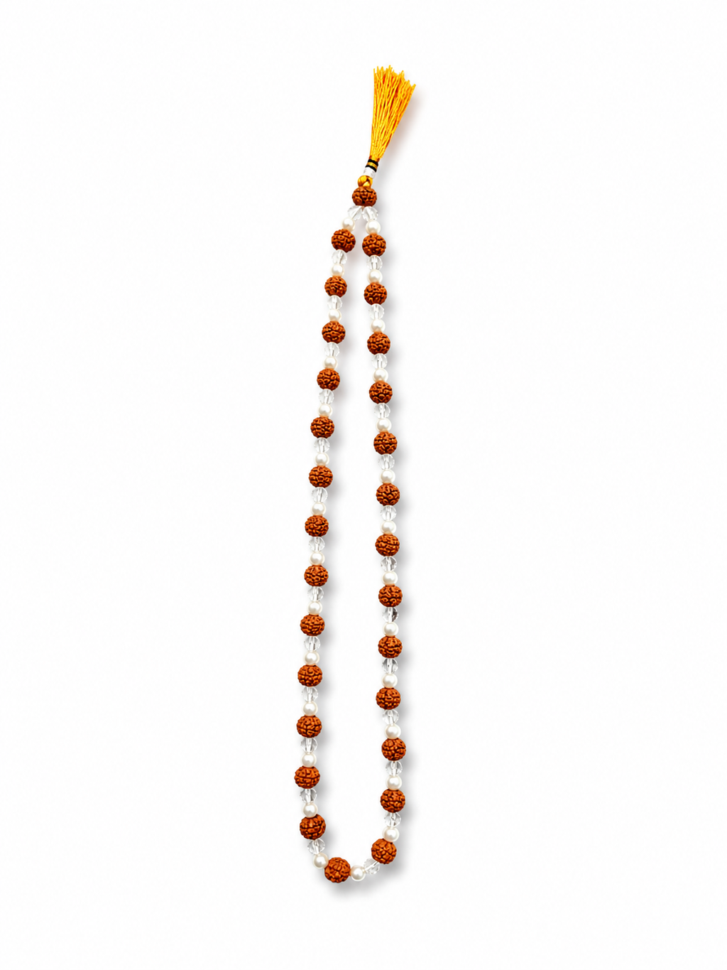 handcrafted double round rudraksha mala with pearl crystal beads jap mala for meditation daily wear