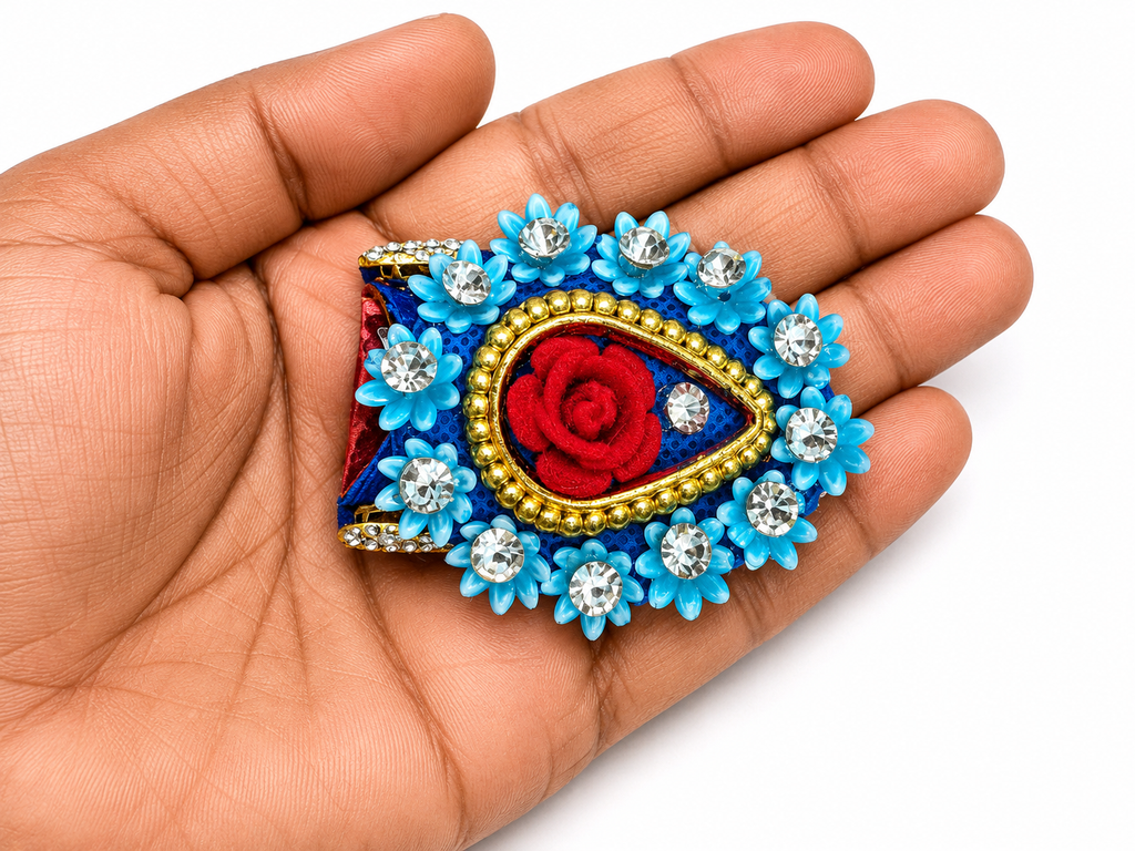 pack of 2 premium fancy pagdi for size 0 laddu gopal ji designer mukut pagdi set with pearl stone work handmade kanha ji shringar accessories 4