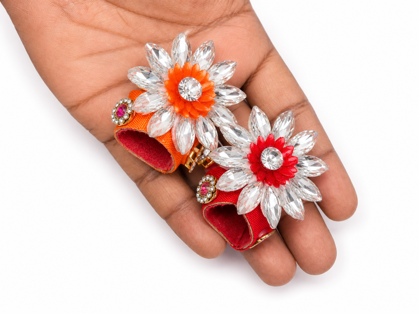 Pack of 2 Designer Pagdi for Size 0 Laddu Gopal Ji | Fancy Stone Work Mukut/Pagdi Set for Bal Gopal Kanha Ji | Premium Decorative Head Dress for Thakur Ji (Multicolor)