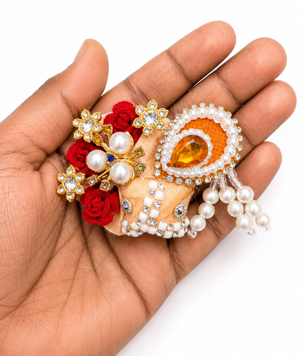pack of 2 premium fancy pagdi for size 0 laddu gopal ji designer mukut pagdi set with pearl stone work handmade kanha ji shringar accessories 3