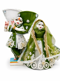 9 inch and 10 inch Radha Krishna Premium Fancy Janmashtami Dress Poshak with Stone Work Color Green