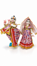 vrindavan e store radha krishna cotton poshak for 8 inch idol floral print fancy dress set for laddu gopal radha krishna murti soft cotton vastra 3