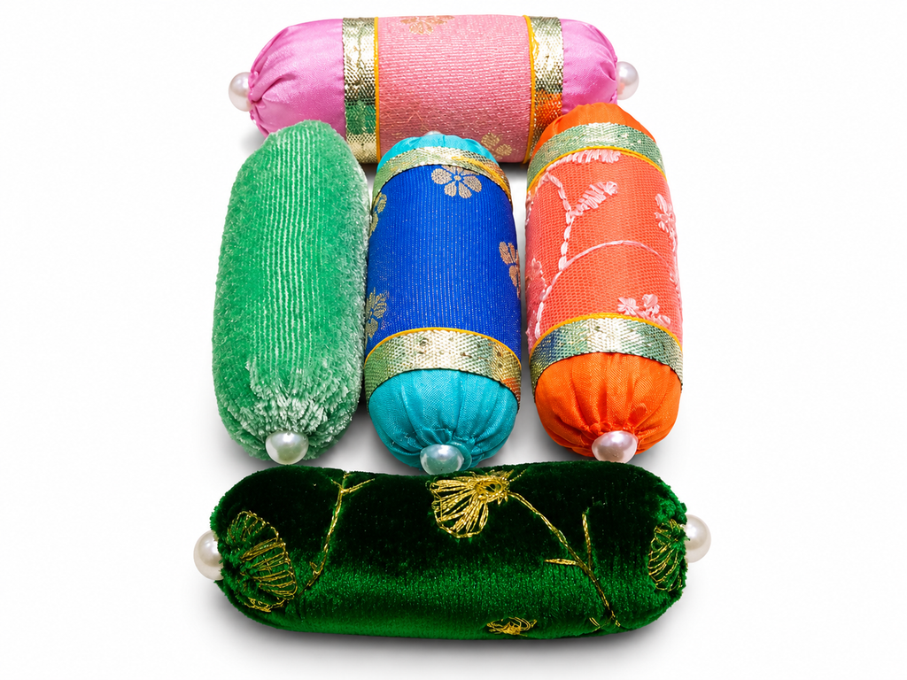 pack of 5 multicolour singhasan pillow for size 0 laddu gopal ji soft decorative gaddi cushion set for kanha ji velvet pillow for thakur ji shringar