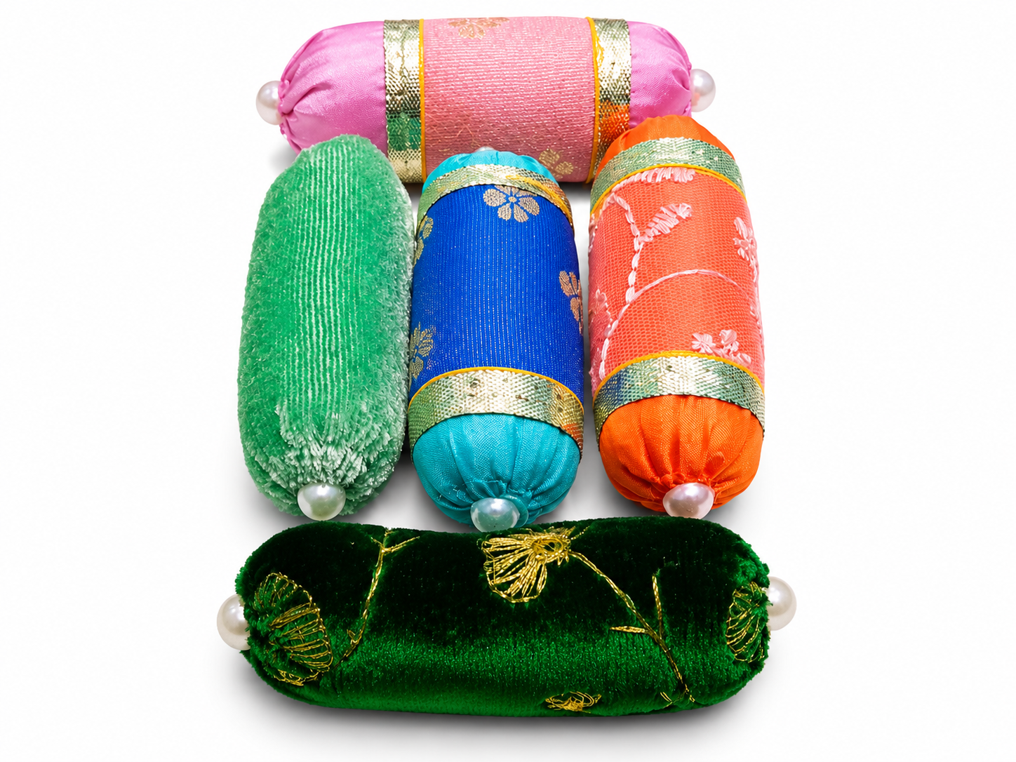 pack of 5 multicolour singhasan pillow for size 0 laddu gopal ji soft decorative gaddi cushion set for kanha ji velvet pillow for thakur ji shringar