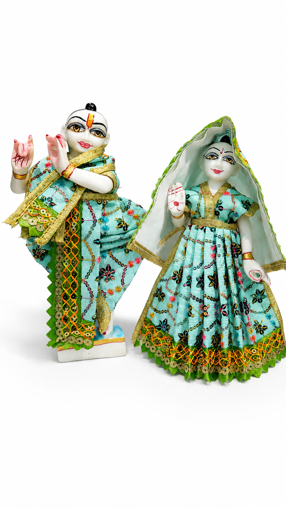 Premium Handmade Radha Krishna Poshak for 9 Inch Murti – Embroidered Festival Dress Set