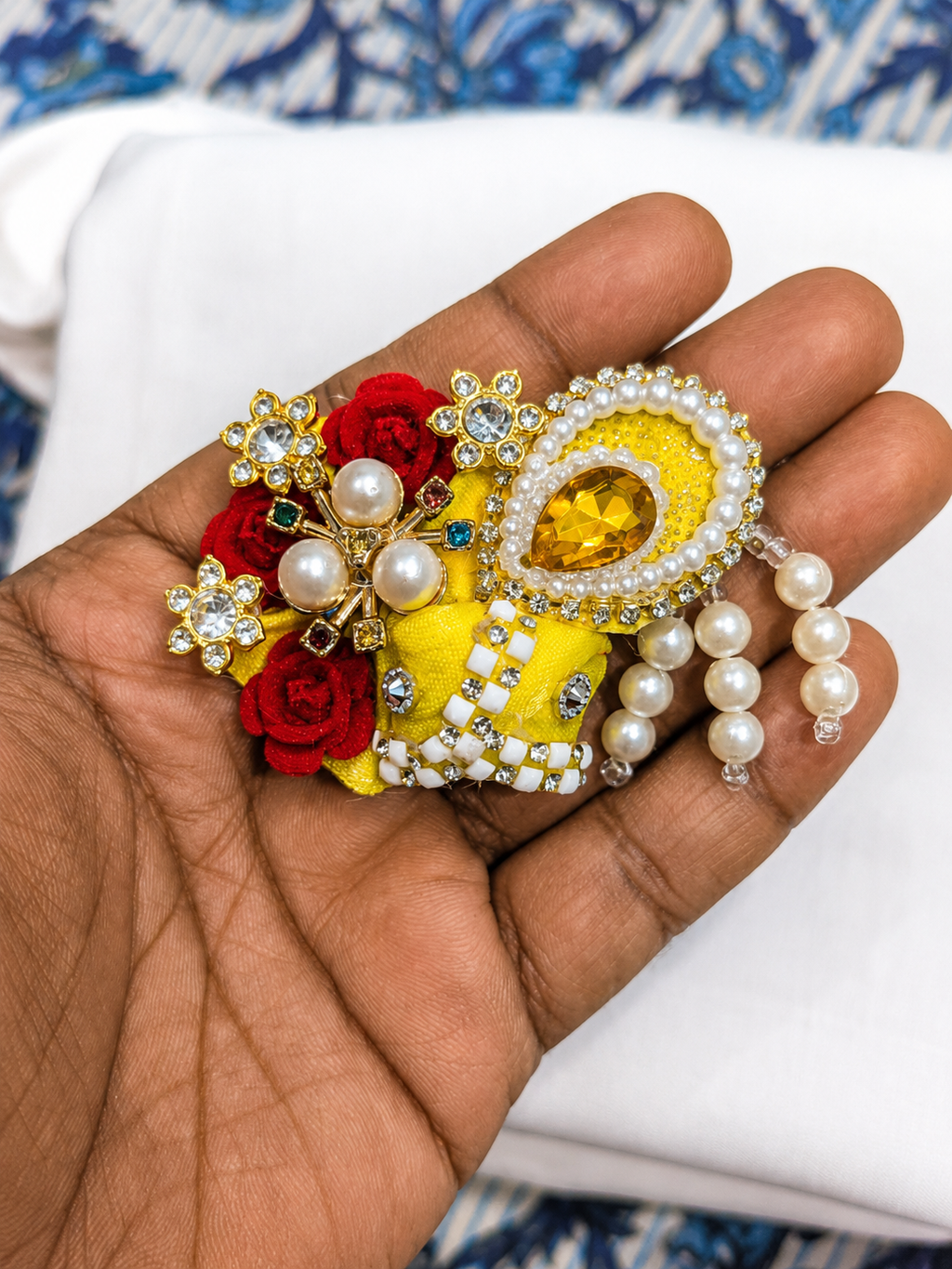 pack of 2 premium fancy pagdi for size 0 laddu gopal ji designer mukut pagdi set with pearl stone work handmade kanha ji shringar accessories 5