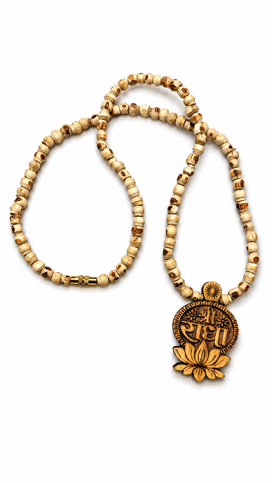 vrindavan e store handcrafted shri radha lotus pendant tulsi mala single round sacred kanthi for devotees