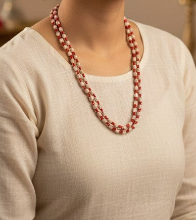 tulsi kanthi mala red beads 2 rounds