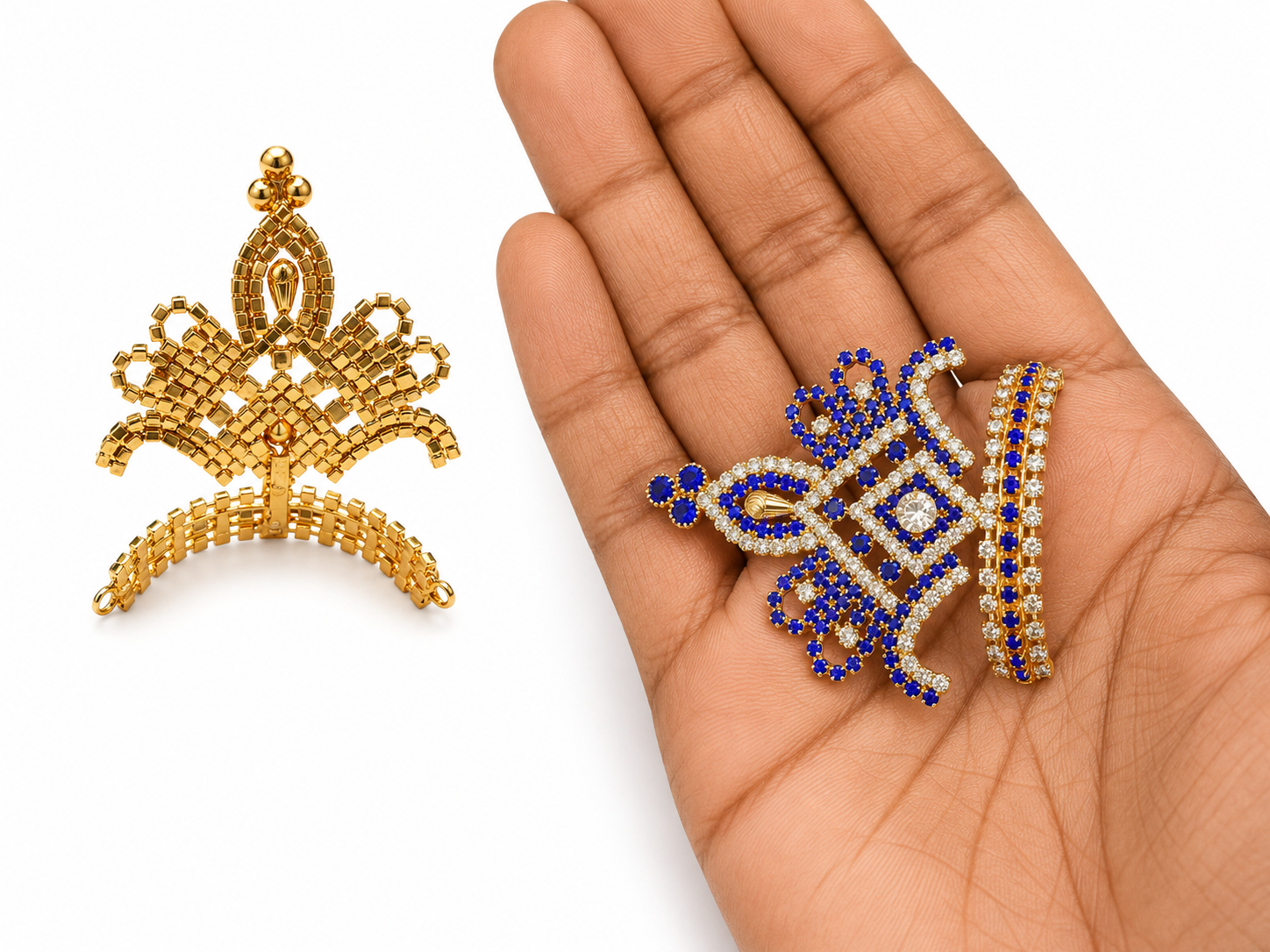 premium stone studded laddu gopal mukut for 5 6 7 8 number idol royal designer kanha ji crown bal gopal shringar mukut 1