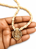 premium tulsi kanthi mala with radha krishna wooden pendant single round tulsi necklace for men women spiritual devotional mala