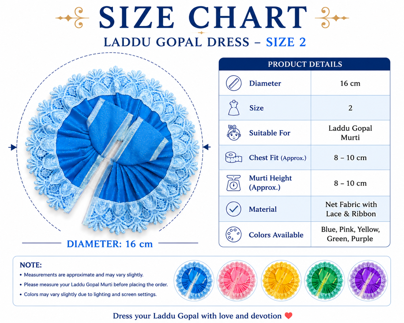 pack of 2 laddu gopal kanha ji size 2 number number poshak dress lightweight and vibrant colour