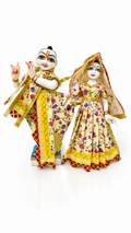 vrindavan e store radha krishna cotton poshak for 8 inch idol floral print fancy dress set for laddu gopal radha krishna murti soft cotton vastra 2