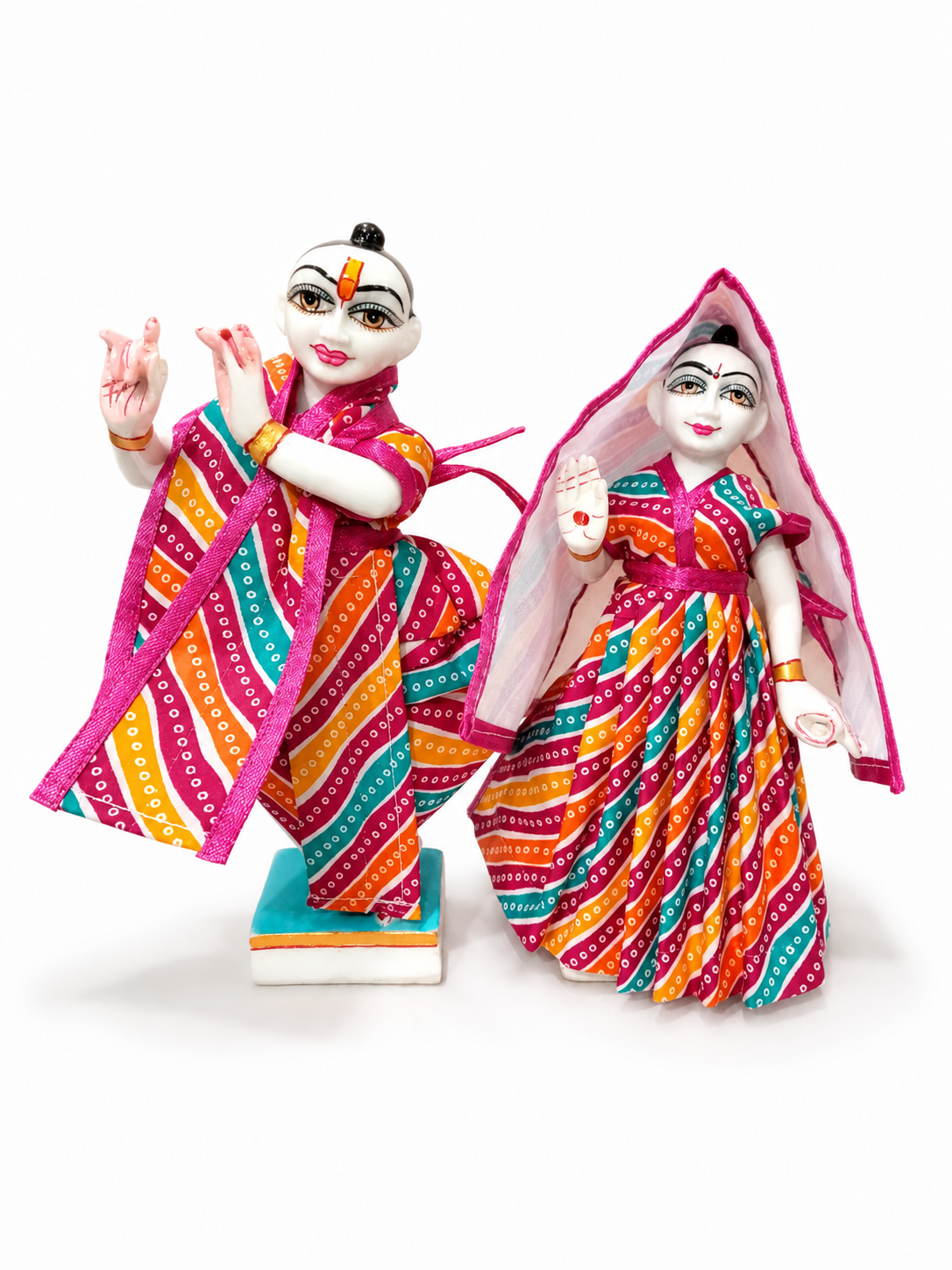 radha krishna cotton dress for 9 inch idol multicolor traditional poshak set for laddu gopal radha krishna murti handmade fancy vastra 4